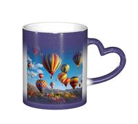 Fdfekgvplp Tasses à café en céramique à changement de couleur avec motif de montgolfières à air chaud, 325 ml, tasses à café sensibles à la chaleur, cadeaux pour homme et femme, 3 couleurs disponibles