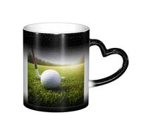 Fdfekgvplp Tasses à café en céramique à changement de couleur en forme de balle de golf - 325 ml - Tasse magique sensible à la chaleur - Cadeau pour homme et femme - 3 couleurs disponibles