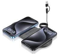 FDGAO Chargeur Induction Double 20W Chargeur sans Fil 2 en 1 Charge Rapide pour iPhone 17/16/15/14/13/12 Pro Max/11/XS/XR/8 Plus,AirPods,Samsung Galaxy S25/S24/S23/S22/S21/S20,Note20/10,Galaxy Buds