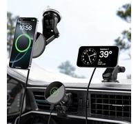 FDGAO Magnétique Chargeur sans Fil Voiture 20W Chargeur Induction Compatible avec Mag-Safe pour iPhone 17 16 15 14 13 12 Séries, Support pour Téléphone de Voiture Aération/Tableau de Bord, Noir