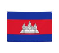FDGBNM Bannière de fête avec drapeau du Cambodge 119,4 x 43,2 cm, résistante aux UV et à la décoloration, 4 œillets, pour une utilisation en intérieur/extérieur.