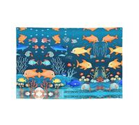 FDGBNM Bannière de fête bleue « monde sous-marin » de 119,4 x 43,2 cm, résistante aux UV et à la décoloration, 4 œillets, pour une utilisation en intérieur/extérieur.