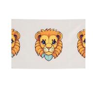 FDGBNM Bannière de fête colorée avec petit lion de dessin animé, 119,4 x 43,2 cm, résistante aux UV et à la décoloration, 4 œillets, pour une utilisation en intérieur/extérieur.