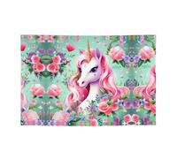 FDGBNM Bannière de fête licorne rose 119,4 x 43,2 cm, résistante aux UV et à la décoloration, 4 œillets, pour une utilisation en intérieur/extérieur.