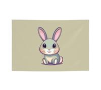 FDGBNM Bannière de fête mignonne avec petit lapin - 119,4 x 43,2 cm - Résistante aux UV et à la décoloration - 4 œillets - Pour une utilisation en intérieur/extérieur.