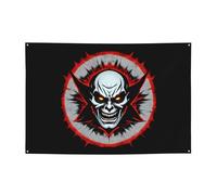 FDGBNM Bannière de fête rouge et noire Evil Ghost 119,4 x 43,2 cm, résistante aux UV et à la décoloration, 4 œillets, pour une utilisation en intérieur/extérieur.