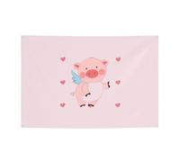 FDGBNM Bannière de fête vibrante en forme de cochon volant de dessin animé, 119,4 x 43,2 cm, résistante aux UV et à la décoloration, 4 œillets, pour une utilisation en intérieur/extérieur.