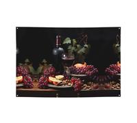 FDGBNM Bannière de fête vibrante Fruits and Wines 119,4 x 43,2 cm, résistante aux UV et à la décoloration, 4 œillets, pour une utilisation en intérieur/extérieur.