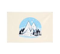 FDGBNM Bannière de fête vibrante Montagnes enneigées 119,4 x 43,2 cm, résistante aux UV et à la décoloration, 4 œillets, pour une utilisation en intérieur/extérieur.