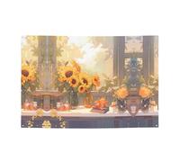 FDGBNM Bannière de fête vibrante motif tournesols sous le rebord de la fenêtre, 119,4 x 43,2 cm, résistante aux UV et à la décoloration, 4 œillets, pour une utilisation en intérieur/extérieur.