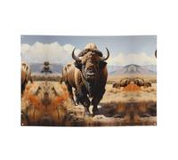 FDGBNM Bannière de fête vibrante pour troupeau de bison d'Amérique du Nord - 119,4 x 43,2 cm - Résistante aux UV et à la décoloration - 4 œillets - Pour une utilisation en intérieur/extérieur.