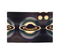 FDGBNM Belle bannière de fête Saturne vibrante 119,4 x 43,2 cm, résistante aux UV et à la décoloration, 4 œillets, pour une utilisation en intérieur/extérieur.