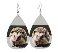 Fdgbnm Boucles d'oreilles mignonnes en cuir de hérisson. Boucles d'oreilles pendantes en cuir imprimé double face. Légères, hypoallergéniques, festives et prêtes à offrir.