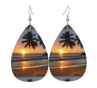 Fdgbnm Boucles d'oreilles pendantes en cuir avec impression double face. Légères, hypoallergéniques, festives et prêtes à offrir.