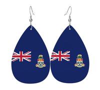 Fdgbnm Boucles d'oreilles pendantes en cuir avec motif drapeau des îles Caïmans. Légères, hypoallergéniques, festives et prêtes à offrir.