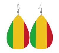 Fdgbnm Boucles d'oreilles pendantes en cuir avec motif drapeau du Mali - Légères, hypoallergéniques, festives et prêtes à offrir.