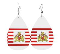 Fdgbnm Boucles d'oreilles pendantes en cuir avec motif drapeau du Sénat de Brême - Impression double face - Légères, hypoallergéniques, festives et prêtes à offrir.