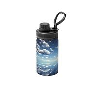 FDGBNM Bouteille isotherme bleu ciel et nuages blancs de 355 ml. Double paroi, anti-fuite, anti-transpiration, en plein air et en voyage.