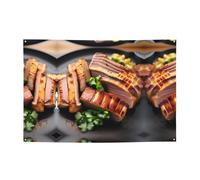 FDGBNM Golden Roast Bannière de fête vibrante 119,4 x 43,2 cm, résistante aux UV et à la décoloration, 4 œillets, pour une utilisation en intérieur/extérieur.