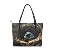 fdgbnm Little Bird Nest Prints Sac à main pour femme Sac à main imprimé Grand sac à bandoulière en cuir synthétique