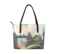 fdgbnm Outside the Castle Gate Prints Sac à main pour femme Grand sac à bandoulière en cuir synthétique