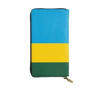 fdgbnm Portefeuille en cuir avec motif drapeau du Rwanda. Portefeuille en cuir RFID pour femme, grande capacité avec fermeture éclair