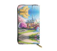 fdgbnm Portefeuille en cuir motif licorne conte de fées. Portefeuille en cuir RFID pour femme, grande capacité avec fermeture éclair