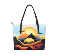 fdgbnm Sunrise Mountain Prints Sac à main pour femme Grand sac à bandoulière en cuir synthétique