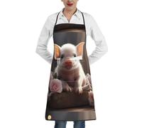 fdgbnm Tablier mignon jeune cochon. Imperméable de qualité supérieure avec poche. 100 % polyester, infroissable pour cuisine, barbecue, café, salon.