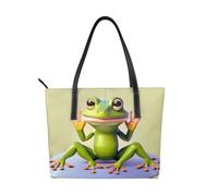 fdgbnm The Funny Frog doing Yoga Prints Handbag Sac à main pour femme Imprimé Grand sac à bandoulière en cuir synthétique