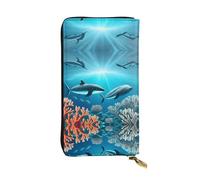 fdgbnm Whales Under The Sea Portefeuille en cuir RFID pour femme, grande capacité avec fermeture éclair