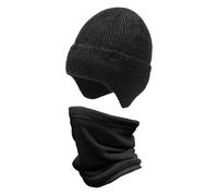 FDGGT 1 Bonnet Tricoté, 1 Cache-Cou, Ensemble Thermique D'Hiver, Bonnet Thermique, Bonnet Pour Homme, Combinaison De Cyclisme Froide