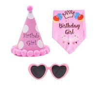 FDGGT 1 Chapeau d'anniversaire pour Animaux De Compagnie, 1 Serviette À Salive Et 1 Lunettes pour Animaux De Compagnie, Accessoires De Déguisement pour Animaux De Compagnie, Décorations De Fête