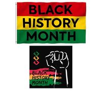 FDGGT - 1 Drapeau Du Mois De L'Histoire Des Noirs Et 1 Peinture Décorative, Drapeau En Polyester, Noir, Rectangulaire, Montage Mural, Unisexe, Histoire, Intérieur