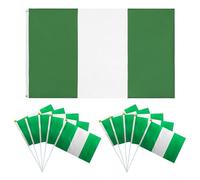 FDGGT 1 Drapeau du Nigeria Et 10 Drapeaux Ondulés À La Main, Drapeaux en Polyester, Décorations De Fête, Adaptés pour La Maison, Le Jardin, Le Bar