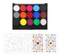 FDGGT 1 Ensemble De Palettes De Peinture De Visage, 2 Modèles De Coloration Et 2 Autocollants De Diamant De Couleur, Outils De Décoration De Visage Bricolage, Palette De Peinture De Visage
