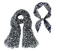 FDGGT 1 Foulard En Soie Imprimé Léopard, 1 Petit Foulard Imprimé Léopard, Foulard En Soie Imprimé Léopard Noir Et Blanc, Décoration Foulard Femme, Foulard Mousseline Simple Et Tendance