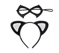FDGGT 1 Masque pour Les Yeux De Chat Et 1 Bandeau D’Oreilles De Chat, Accessoires De Cosplay, Masque pour Les Yeux Élastique, Bandeau Mignon, Accessoires De Costumes De Fête