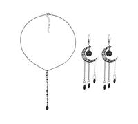 FDGGT 1 Paire De Boucles d'oreilles À Pampilles De Lune Et 1 Collier, Bijoux Gothiques, Bijoux De Déclaration De Mode, Bijoux pour Femmes