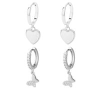 FDGGT 1 Paire De Boucles d'oreilles en Forme De Cœur Et 1 Paire De Boucles d'oreilles Papillon, Boucles d'oreilles À La Mode Et Polyvalentes, Boucles d'oreilles Simples, Bijoux pour Femmes