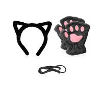 FDGGT 1 Paire De S Griffes De Chat, 1 Bandeau Oreilles De Chat, Décoration En Peluche Mignonne, S Sans Doigts, S Résistants Au Chaud Et Au Froid