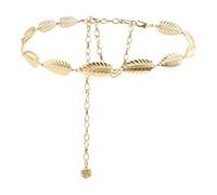 FDGGT 1 Pièce Chaîne De Taille Feuille d'or, Chaîne De Taille Décorative pour Vêtements, Chaîne De Taille en Métal Créative, Chaîne De Taille Réglable, Accessoires Vestimentaires