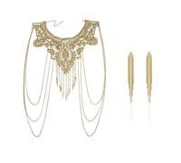 FDGGT 1 Pièce De Bijoux De Corps Et 1 Pièce De Longues Boucles d'oreilles À Pampilles, Bijoux Élés, Bijoux en Métal À La Mode, Accessoires Vestimentaires