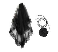 FDGGT 1 Voile Dentelle Et 1 Col Fleuri, Voile Vintage, Voile Vestimentaire, Voile De Fête, Accessoires Mascarade