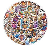 FDGGT 100 Feuilles D’Autocollants Hibou, Hibou Animé, PVC Imperméable, Design Mignon, Multicolore