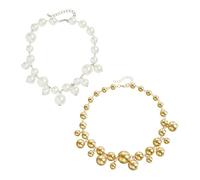 FDGGT 2 Grands Colliers De Perles, Bijoux en Fausses Perles, Accessoires Vestimentaires, Colliers De Style Punk
