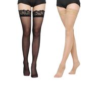 FDGGT 2 Paires De Bas En Dentelle, Chaussettes Pour Femmes, Chaussettes En Dentelle Sexy, Chaussettes Au-Dessus Du Genou En Dentelle, Vêtements, Chaussettes Décoratives