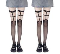 FDGGT 2 Paires De Bas Résille Rivetés Noirs, Bas Sexy, Bas, Bas De Style Punk, Accessoires Vestimentaires