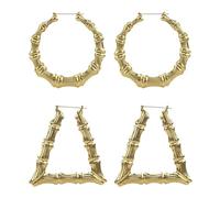 FDGGT 2 Paires De Boucles d'oreilles en Bambou, Boucles d'oreilles Créatives, Boucles d'oreilles Personnalisées À La Mode, Accessoires Vestimentaires, Bijoux pour Femmes