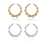 FDGGT 2 Paires De Boucles d'oreilles en Bambou, Design Créatif, Accessoires pour Vêtements, Boucles d'oreilles À La Mode, Bijoux pour Femmes